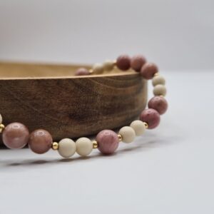 Bracelet with Rhodochrosite and River Stone