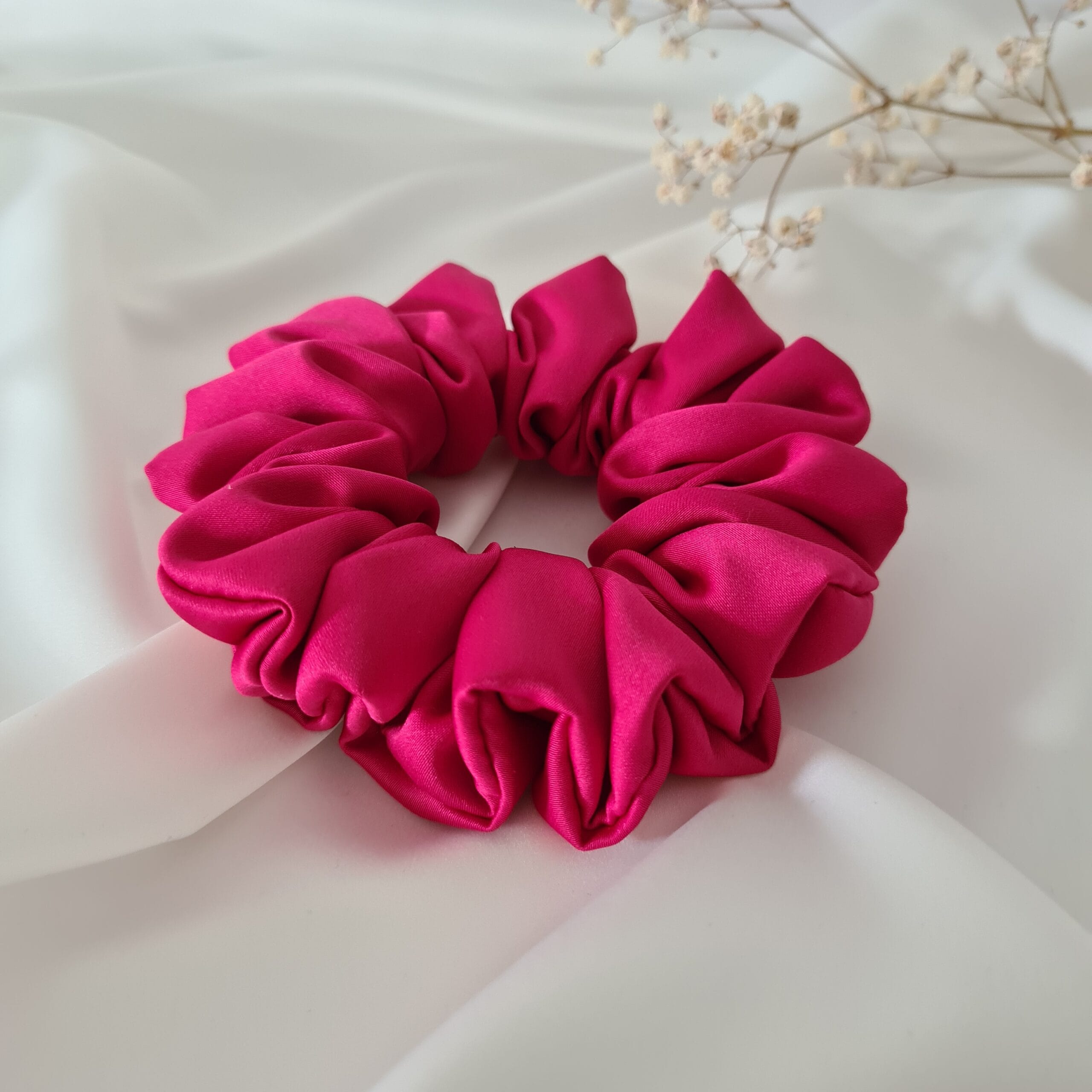 Fuchsia Satin Hair Scrunchie - Image 4