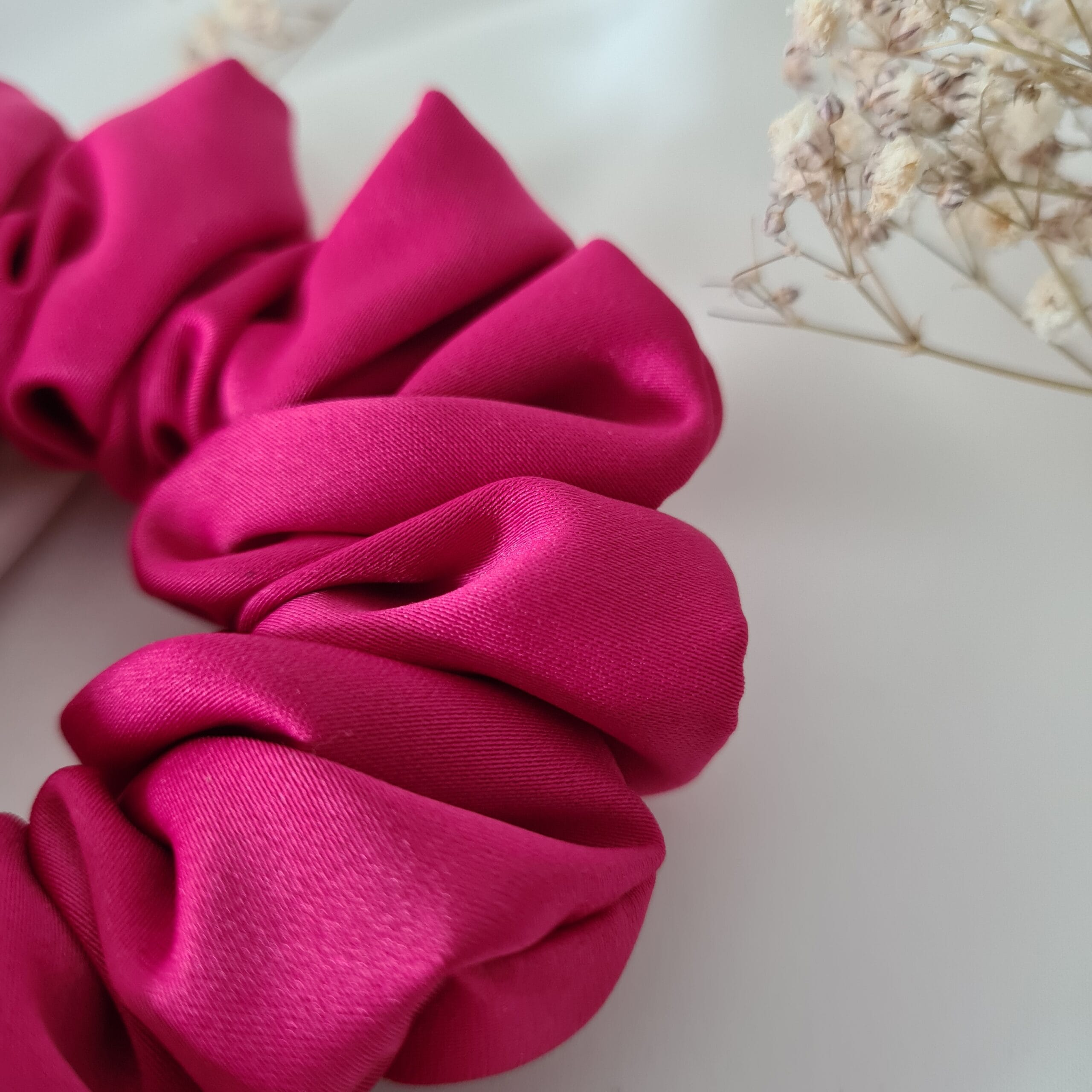 Fuchsia Satin Hair Scrunchie - Image 5