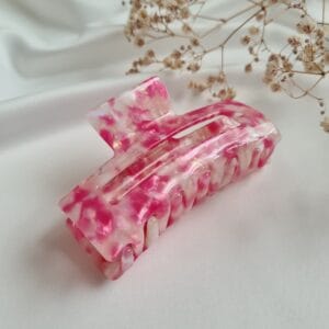 Pink & White Marbled Hair Claw