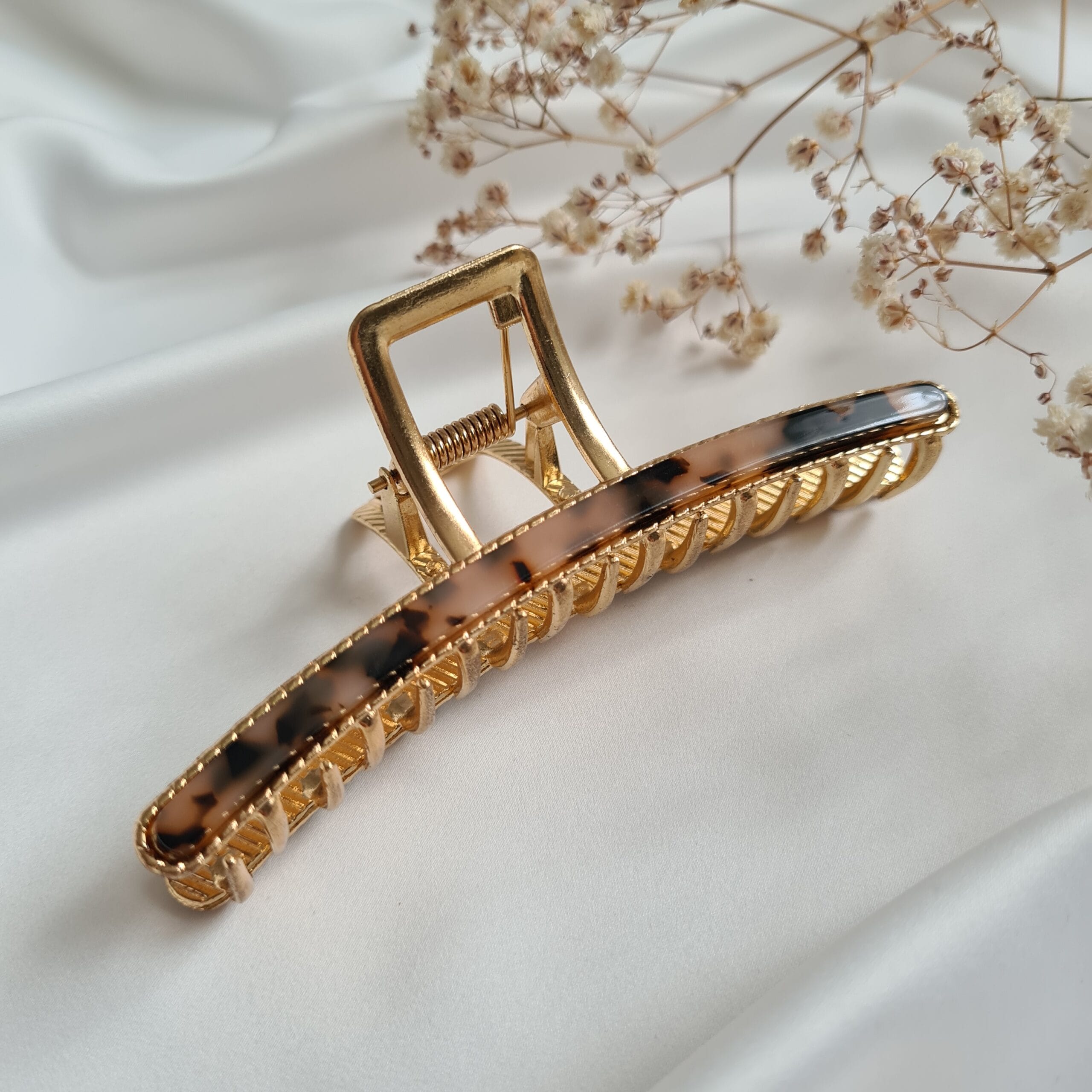 Leopard Print Gold Hair Claw