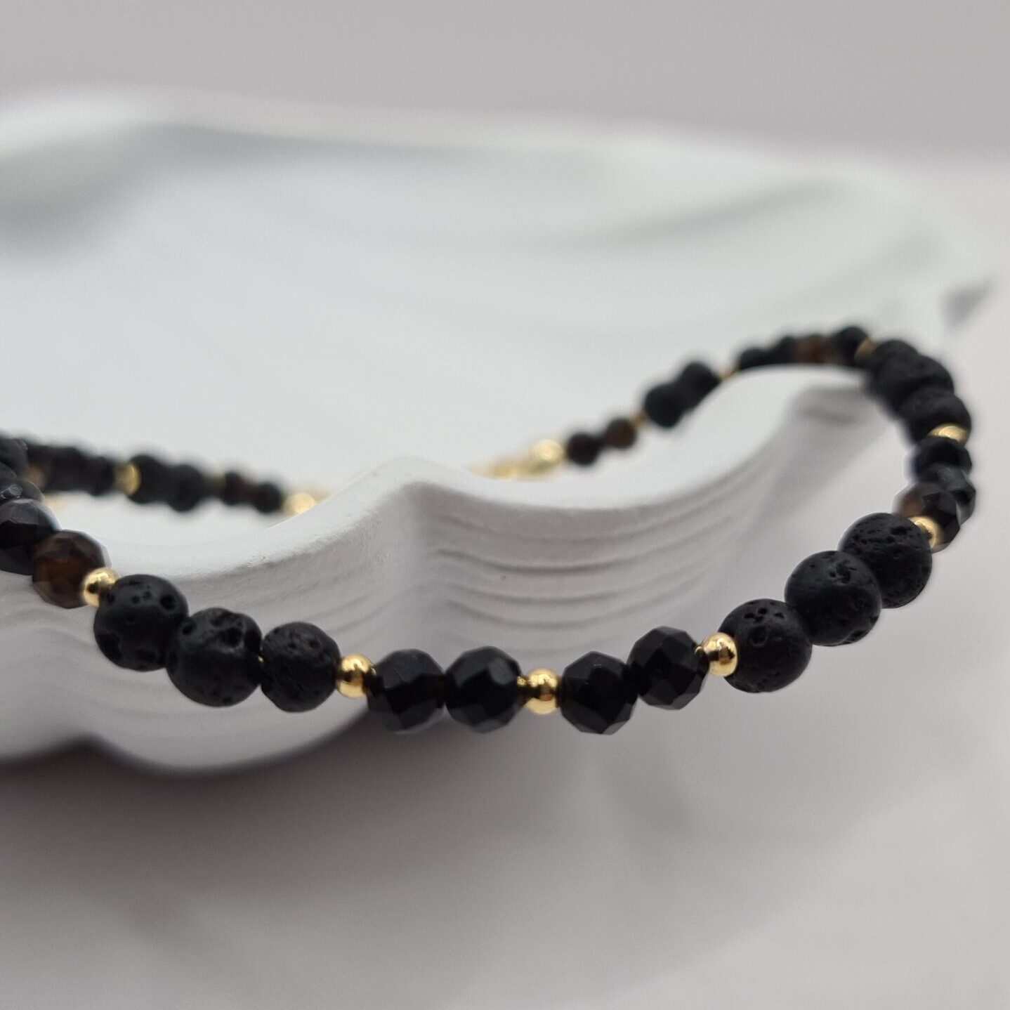 Bracelet Eve with Volcanic Lava and Black Spinel