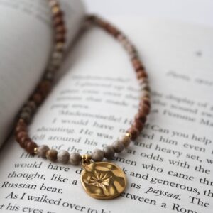 Necklece Ivy with Persian Brown Jadeite and Maifan Jade