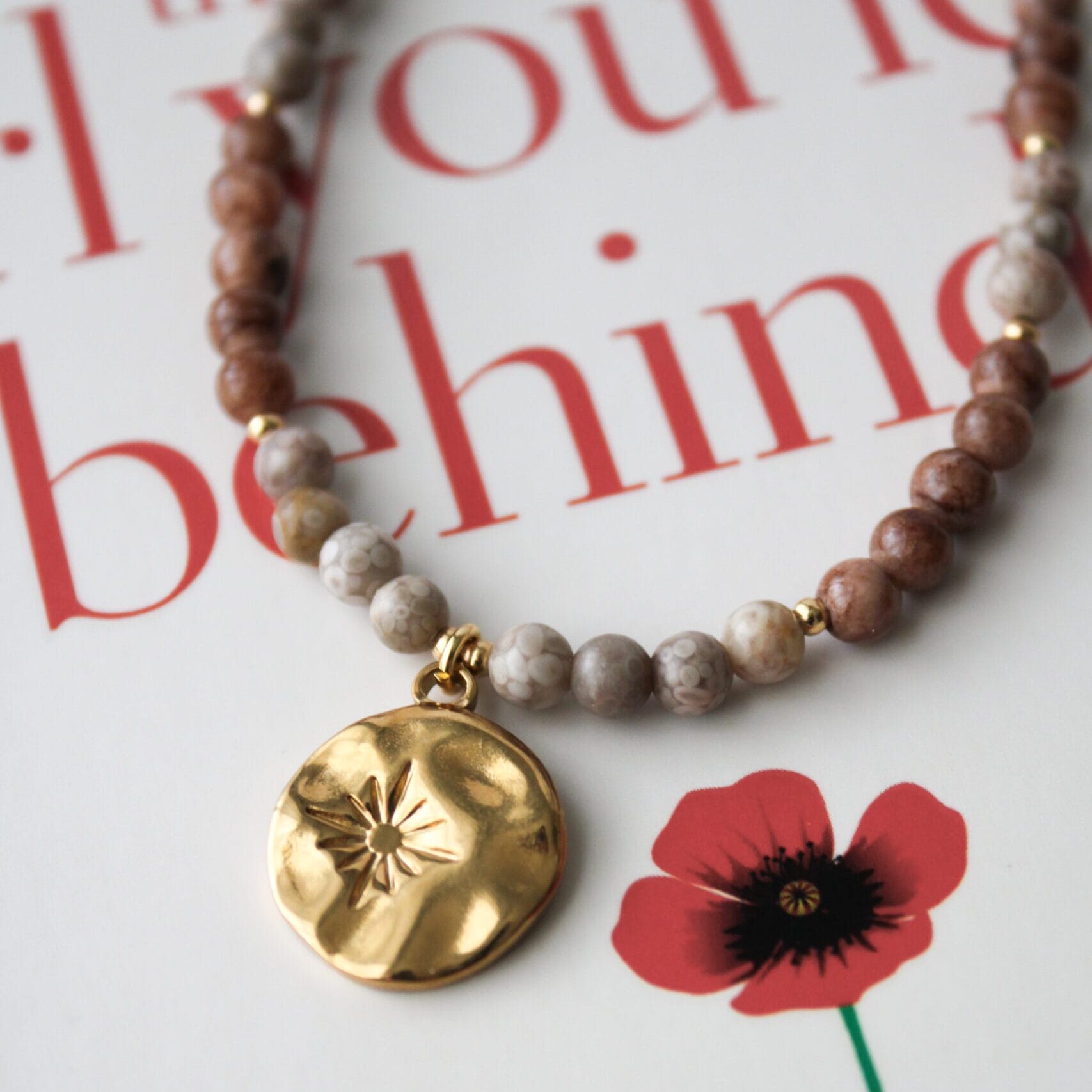 Necklece Ivy with Persian Brown Jadeite and Maifan Jade - Image 2